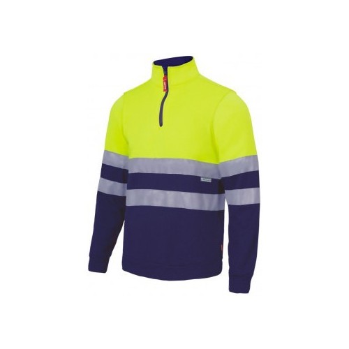 Sudadera bicolor con cremallera alta visibilidad